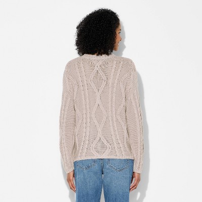 Women's Crewneck Cotton Cable Pullover Sweater - Wild Fable' - image 3