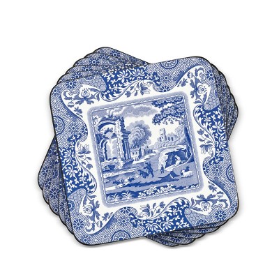 Pimpernel Blue Italian Coasters - Set of 6 (4” x 4”), Cork Backing, Elegant Blue Italian Design, Protects Furniture from Water Rings & Scratches