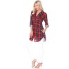 Women's Piper Stretchy Plaid Tunic with Pockets - White Mark - 2 of 3
