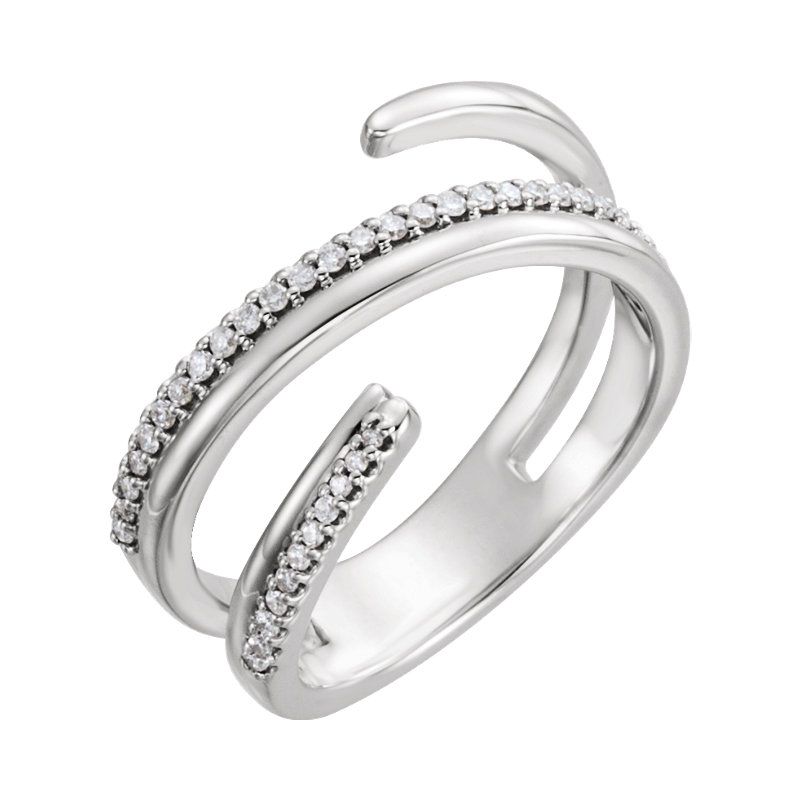 Pompeii3 14kt White 1/6 CTW Diamond Negative Space Ring Right Hand Twist Ring, 1 of 4