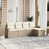 vidaXL 5 Piece Patio Sofa Set with Cushions Beige and Cream Poly Rattan - Without Storage - 2 of 4