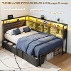 Corner Bed Frame with Storage Bookcase and LED Lights, Twin Size Bed Frames with Upholstered Headboard and Charging Station bed with 3 Storage Drawers - 2 of 4