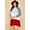 Slickblue Plus Size Red Swing Tiered Dress with Polka Dot and Animal Print Contrast, Striped Sleeves, Size 1XL-3XL - 4 of 4