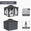 Outdoor Gazebo, Galvanized Steel Double Roof Canopy with Mosquito Net and Curtain, for Garden, Patio, Terrace, Party, Deck, Gray - 4 of 4