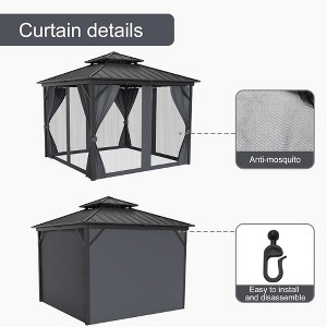 Outdoor Gazebo, Galvanized Steel Double Roof Canopy with Mosquito Net and Curtain, for Garden, Patio, Terrace, Party, Deck, Gray - 1 of 4