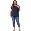 Agnes Orinda Women's Plus Size Elegant Pleated Petal Tulip Short Sleeve Office Work Summer Blouses - 3 of 4