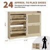 Rattan Shoe Storage Cabinet with 4 Flip Drawers, Hidden Shoe Storage Organizer Cabinet, Wide Freestanding Wood Breathable Shoe Rack Cabinet - 2 of 4