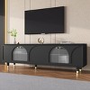 TV Console With Adjustable Shelves For TVs Up To 78",TV Console Cabinet With Arch Fluted Glass Doors,TV Console For Living Room-Cuddlewood - 2 of 4