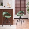 Karl Home 2 Piece Set of Green Swivel Bar Stools with Hollow - out Backrest, PU Upholstery & Powder - 3 of 4