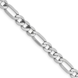 Black Bow Jewelry Men's 6mm 14k White Gold Flat Figaro Chain Necklace - 1 of 4