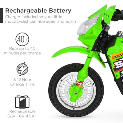 Green 6V Kids Ride-On Motorcycle with Training Wheels