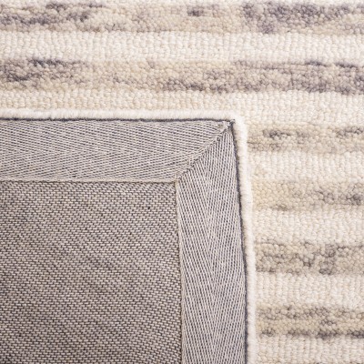 Ivory and Gray Hand-Tufted Wool Geometric 4' x 6' Area Rug