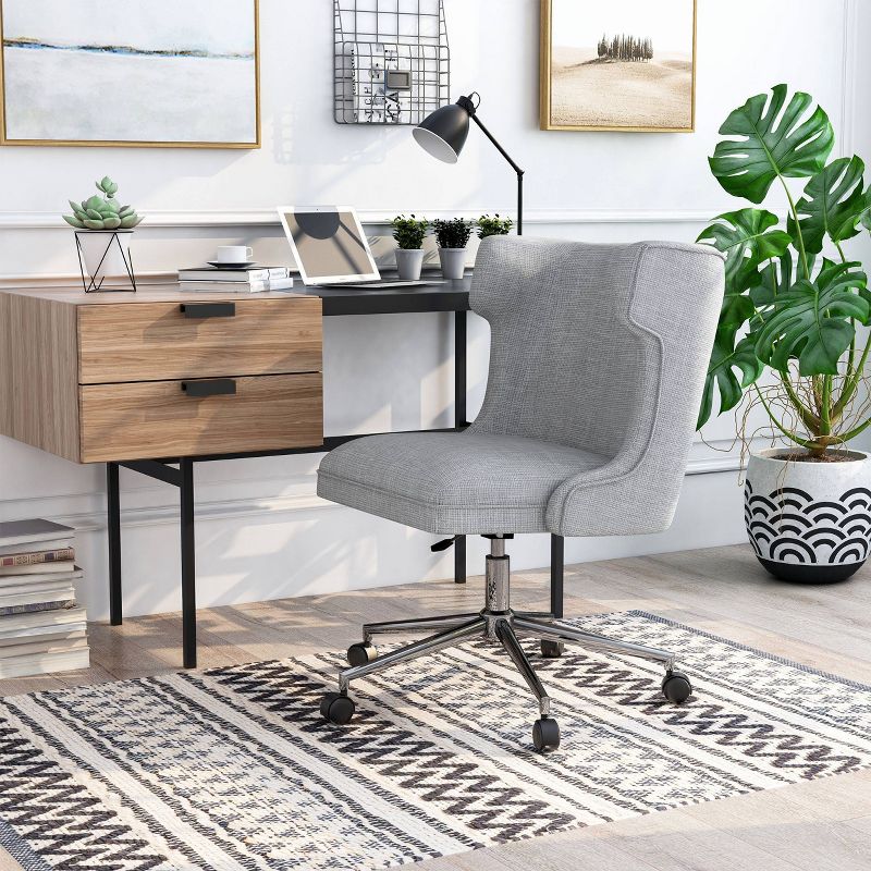 Nay Modern Wingback Home Office Desk Chair Light Gray - miBasics, 3 of 10