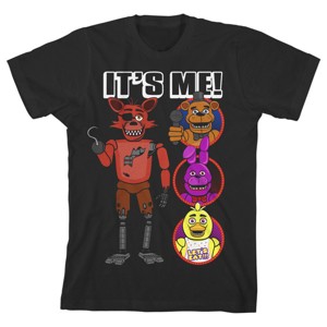 Five Nights at Freddy's It's Me Foxy and Friends Boy's Black T-shirt - 1 of 3