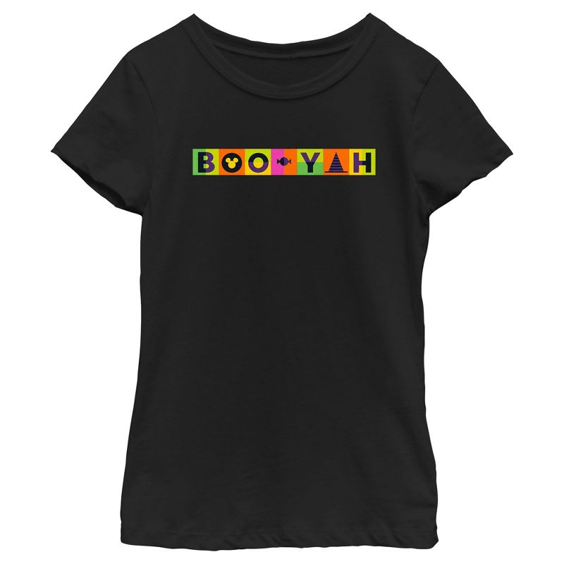 Girl's Mickey & Friends Halloween Boo-Yah Logo T-Shirt, 1 of 5