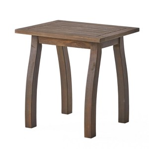 INFURNIC Patio End Tables Acacia Wood Outdoor Accent Table with Slatted Design for Stylish Outdoors, Grey, 19"*15"*19.25" - 1 of 4