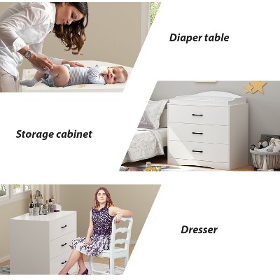 Famapy Changing Table Dresser with 3 - Drawer,Baby Dresser Chest,Multi - Use Storage,Smooth Drawers,Safe Changing Station for Nursery
