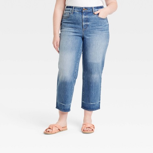 High Waisted Straight Women's Jeans - Medium Wash