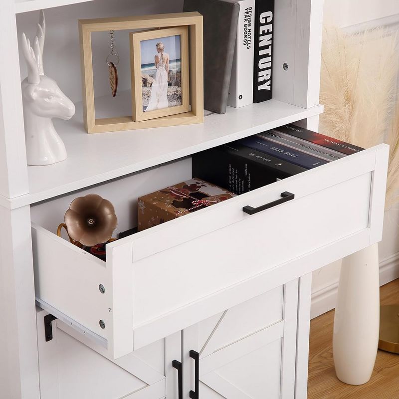 Whizmax Farmhouse Storage Cabinet, 5 Shelf Bookshelf, Versatile Storage Cabinet with Doors and Adjustable Shelves (White), 2 of 5