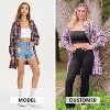 EXLURA Womens Plaid Flannel Shacket Long Sleeve Button Down Shirts Long Jackets Oversized Fall Fashion Outfits - 2 of 4