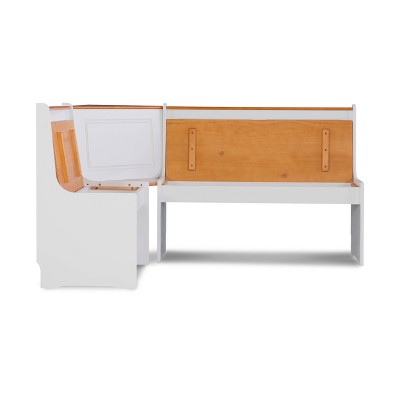 Ardmore White and Natural Finish Corner Nook Dining Set