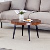 VYNXARIA Natural wood grain round coffee table,23.6" diameter.Features exquisite suction molding, natural wood texture,and black sprayed metal legs. - 4 of 4