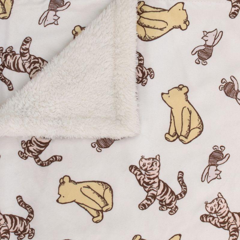 Disney Classic Pooh Hunny Fun with Piglet and Tigger White and Taupe Super Soft Baby Blanket, 3 of 5