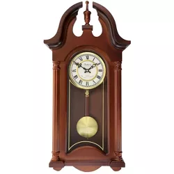 Bedford Clock Collection 26.5 Inch Chiming Pendulum Wall Clock In 