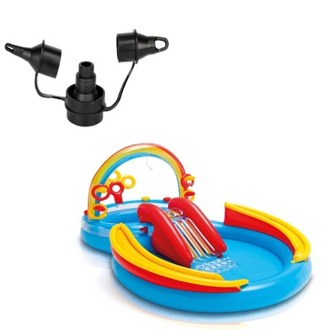 Intex 120V Quick Fill AC Electric Air Pump & Intex Rainbow Ring Kiddie Pool