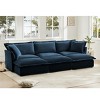 Slipcovered Sectional Sofa, 3 Seater Sofa with Removable Cover, Sofa Couch with Ottoman, Chenille Fabric Sectional Sofas-Cuddlewood - 2 of 4