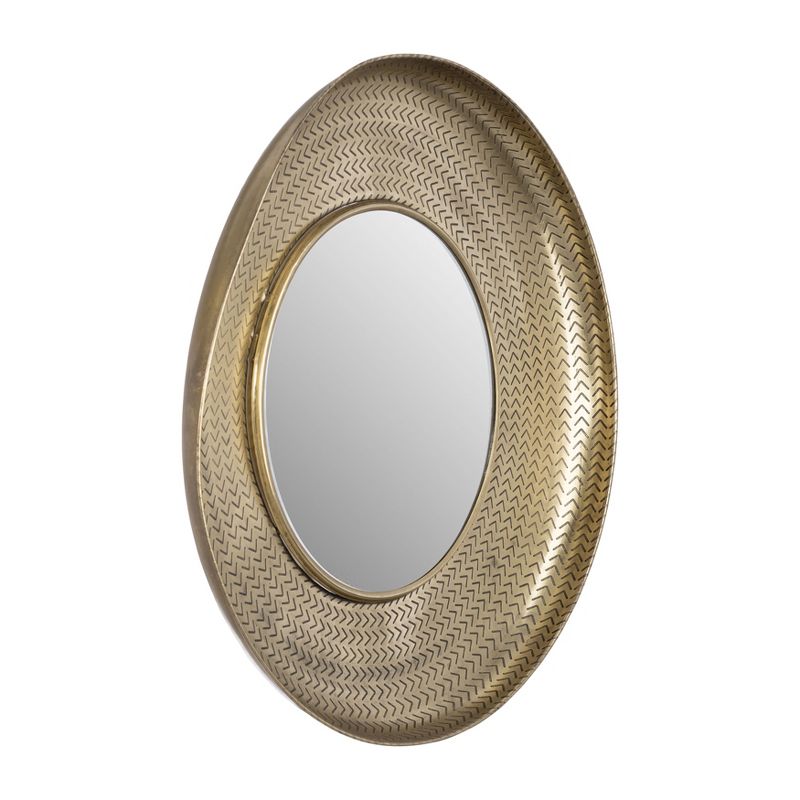 SAGEBROOK HOME 30&#34; Metal Bowl with V Pattern Mirror Gold, 2 of 7