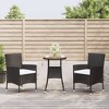 vidaXL 3 Piece Patio Bistro Set with Cushions Black and Cream Poly Rattan - 2 of 4