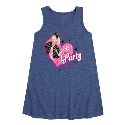 JoJo Siwa Life's a Party Graphic Sleeveless Aline Dress - Heather Navy - Small