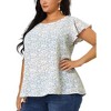 Agnes Orinda Women's Plus Size Floral Ruffle Short Sleeve Chiffon Round Neck Casual Summer Blouses - 2 of 4
