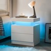 Airsurfer Two-Drawer White Nightstand Modern LED Light Nightstand Bedroom Accent for Bedside Essentials - 2 of 4