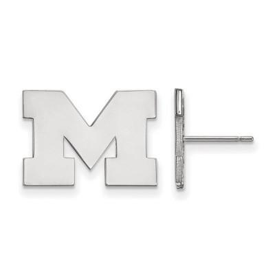 Black Bow Jewelry 10k White Gold Michigan Wolverines NCAA Post Earrings