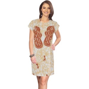 LA LEELA Women's Beachwear Summer Swim Beach Dress Cover Ups for Swimwear Women Loose Swimsuit Coverups for Women Wear 6-8 Orange, Tie Dye Design - 1 of 3