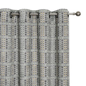 Kate Aurora 2 Piece Multi Color Modern Contempo Abstract Chenille Light Filtering Grommet Top Curtains - 1 of 4