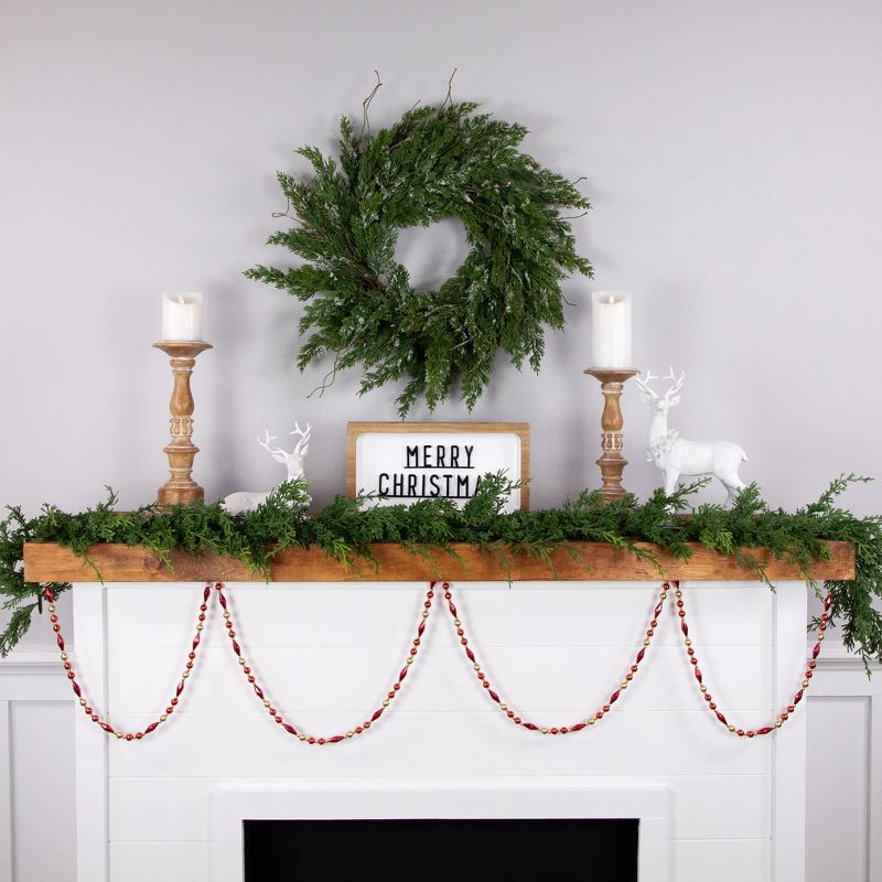 Northlight 9' Shiny and Matte Red and Gold Beaded Christmas Garland, Unlit, 3 of 7