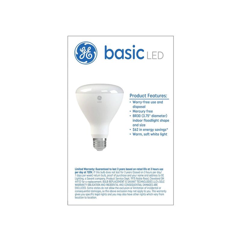 GE 8 Watts Soft White Medium Base LED Basic Indoor Floodlight Bulb, 3 of 7