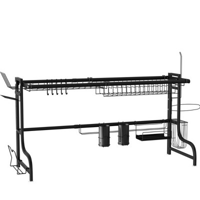 Skonyon Black Adjustable Stainless Steel Standing Dish Rack Kitchen ...