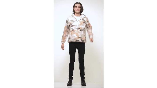 Members Only Mens Printed Camo Transluscent Pullover Half Zip Layering Jacket, 5 of 6, play video