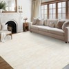Washable Rug, Modern Solid Texture Area Rug, Stain-Resistant Non-Slip Low Pile Carpet for Bedroom, Playroom, Nursery & Living Room, Light Beige - 2 of 4