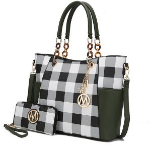 MKF Collection Bonita Checker Tote & Wallet Set - Stylish Vegan Leather Bag by Mia K - 1 of 4