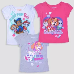 Toddler Girls' 3pk PAW Patrol Short Sleeve T-Shirt - Pink/Gray/White