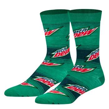 Crazy Socks, Mountain Dew Stripes, Funny Novelty Socks, Large