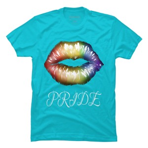 Adult Design By Humans Artistic Pride Rainbow Lips By DaniSpolez T-Shirt - 1 of 2