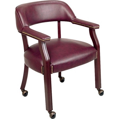 Lorell Captain Chair w/ Casters 26"x24"x30-3/4" Burgundy 60601