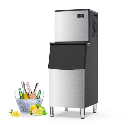 Acekool 350Lbs/24H Air Cooled Commercial Spilt Ice Maker Machine with 220Lbs Ice Bin in Stainless Steel