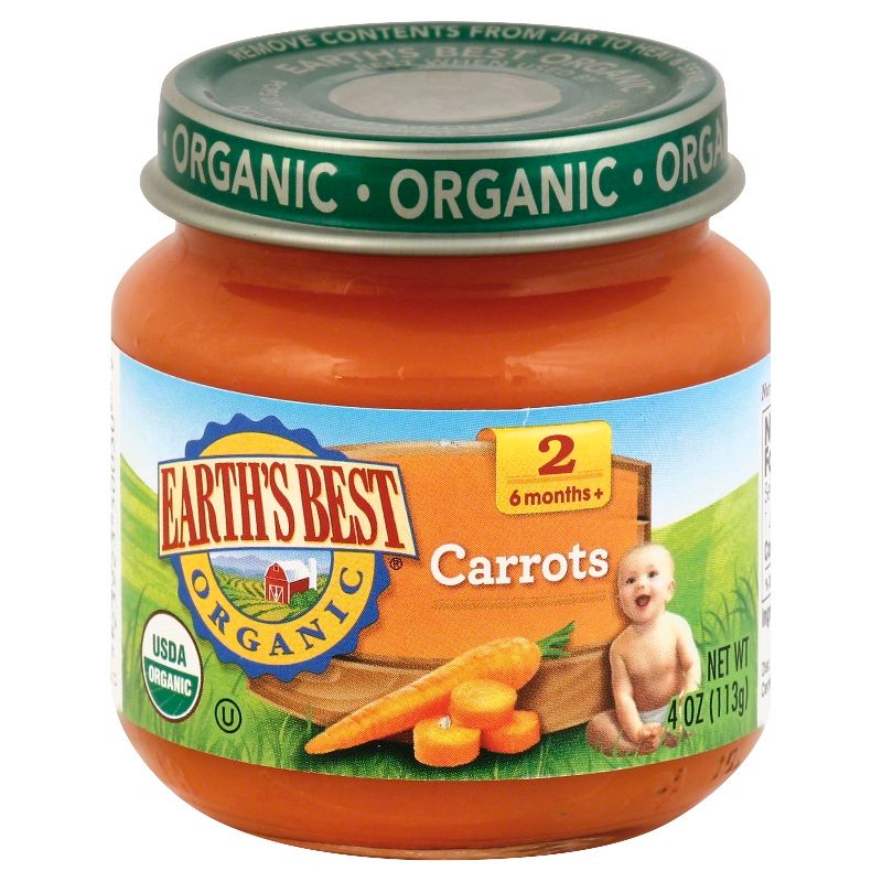 Earth's Best Organic Pureed Baby Food Carrots - 4oz, 1 of 5